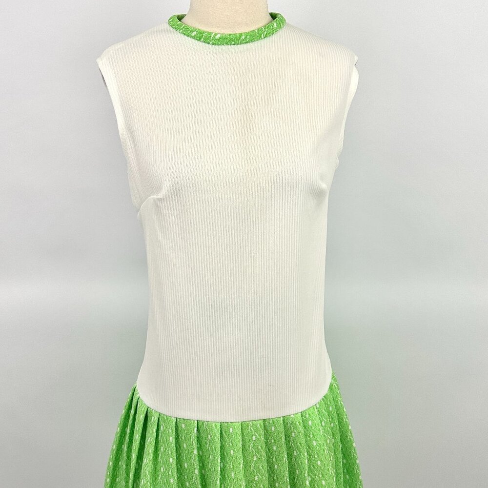 1970s Dress Set | Size Medium | Button up Top | Zipper Back Dress | Green